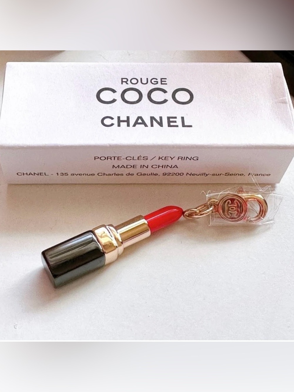 MINI CC LIPSTICK PURSE CHARM KEYCHAIN ZIPPER PULL NEW IN BOX DESIGNER LUXE AMOUR